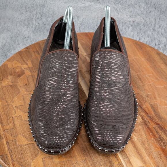 Adrianna Papell 8 M Prince Studded Smoking Leather Slipper Flat Black shoes - Picture 2 of 5